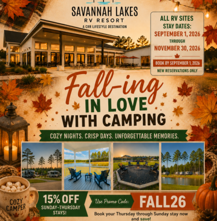 Fall-ing in Love with Camping – Save 15% - 🍂 Fall Getaway – Falling In Love With Camping (15% Off)