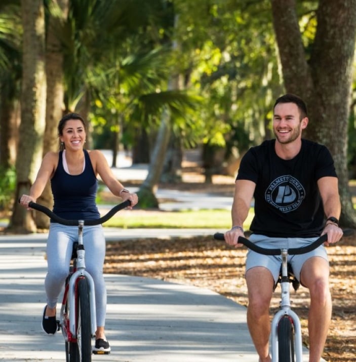 Bicyclists facing the camera
